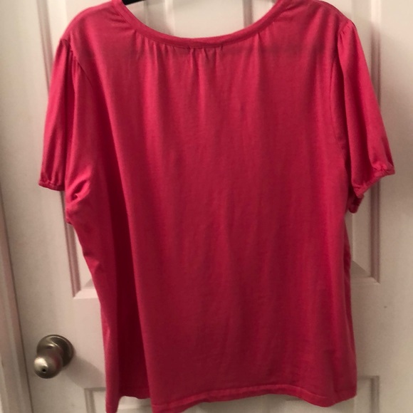 SOLD Chaps pink 100% cotton 3X v-neck knit top - Picture 3 of 3